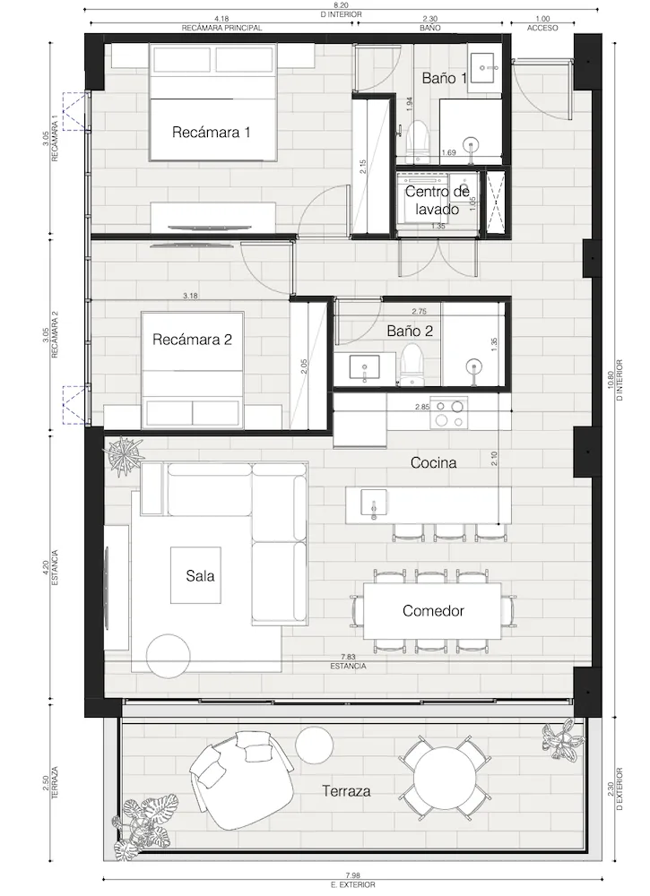 Departamento en Cancún · 107 m²